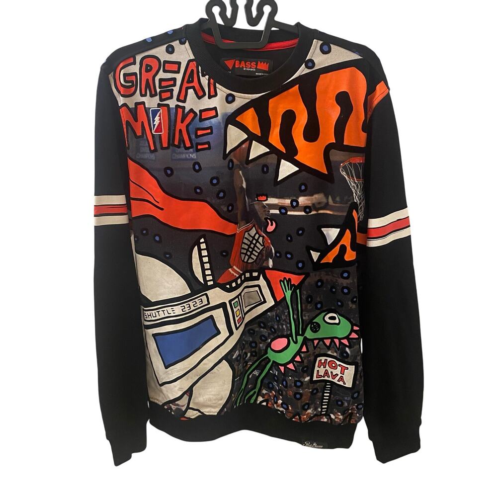 Ron Bass NBA Michael Jordan All Over Print Long Sleeve Shirt Size Large